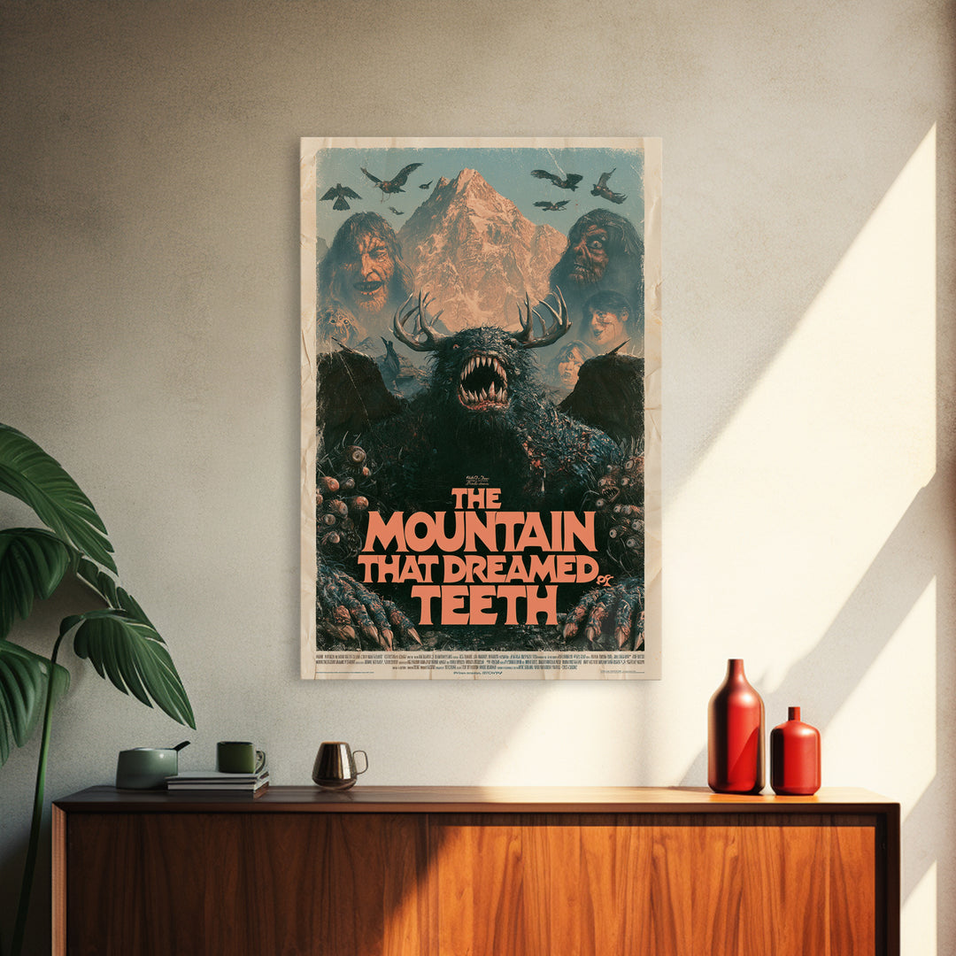 The Mountain That Dreamed Of Teeth, English Language Horror Movie Poster, 1970s Horror Art, Gothic Cinema Wall Art, Canvas Print