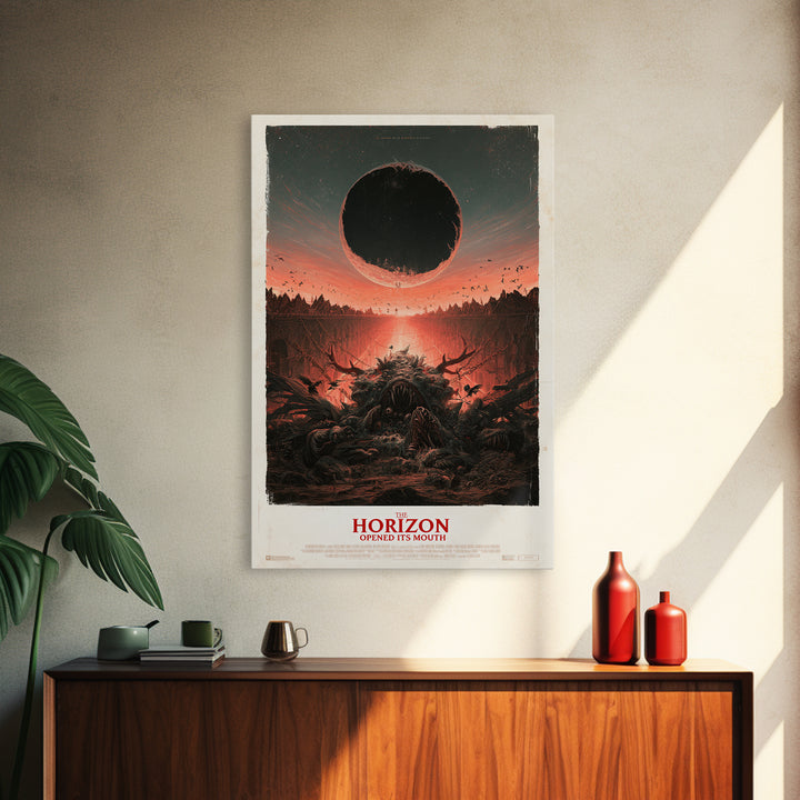 The Horizon Opened Its Mouth, English Language Horror Movie Poster, Architectural Etching Art, Retro Horror Movie Art