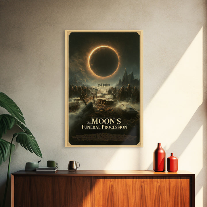 The Moon'S Funeral Procession, English Language Horror Movie Poster, Dark Romantic Horror Art, Retro Horror Movie Art, Canvas Print