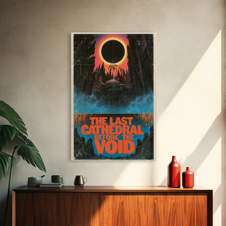 The Last Cathedral Before The Void, English Language Horror Movie Poster, 1980s Vhs Nightmare Cover Inspired Art, Gothic Cinema Wall Art
