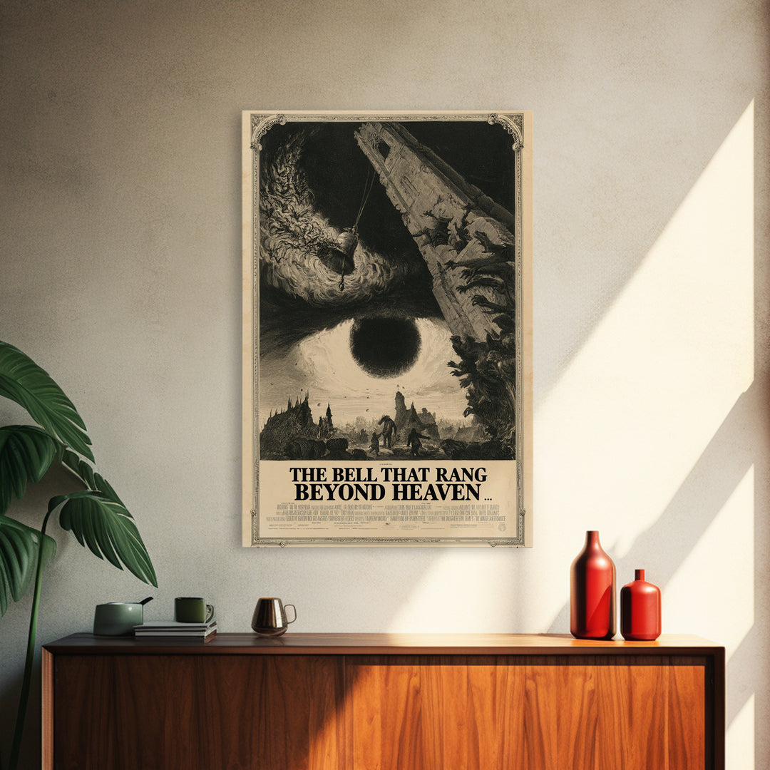 The Bell That Rang Beyond Heaven, English Language Horror Movie Poster, Gothic Engraving Art, Gothic Cinema Wall Art, Horror Wall Decor