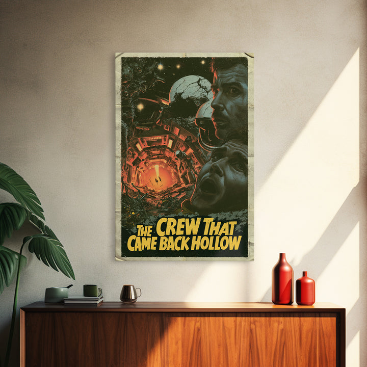 The Crew That Came Back Hollow, English Language Horror Movie Poster, 1970s Horror Art, Cult Horror Poster, Framed Canvas Print