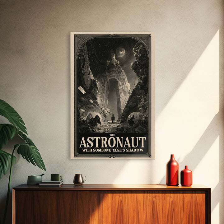 The Astronaut With Someone Else'S Shadow, English Language Horror Movie Poster, Gothic Engraving Art, Classic Monster Poster