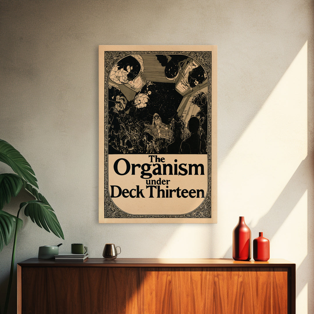 The Organism Under Deck Thirteen, English Language Horror Movie Poster, Decadent Line Art, Classic Monster Poster