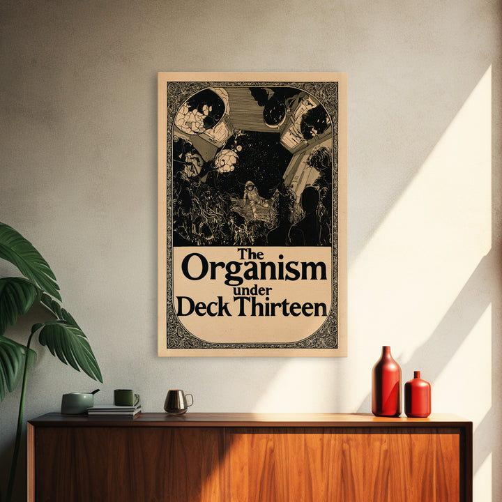 The Organism Under Deck Thirteen, English Language Horror Movie Poster, Decadent Line Art, Classic Monster Poster