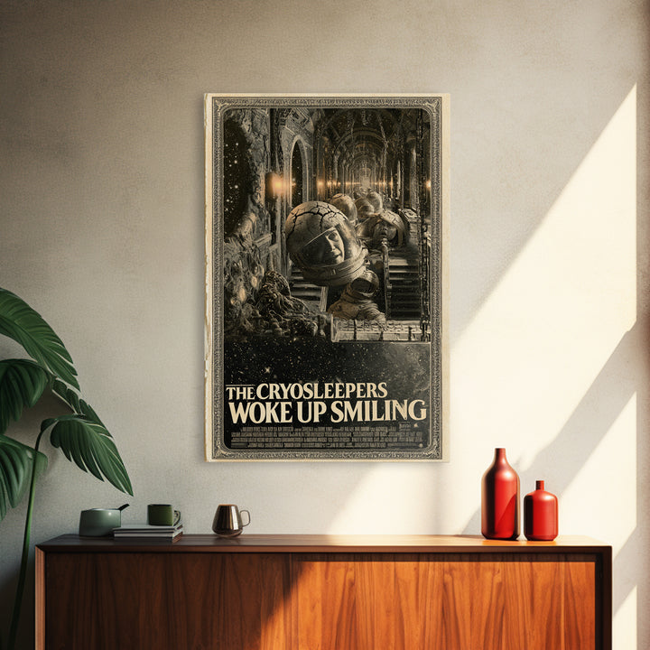The Cryosleepers Woke Up Smiling, English Language Horror Movie Poster, Architectural Etching Art, Classic Monster Poster