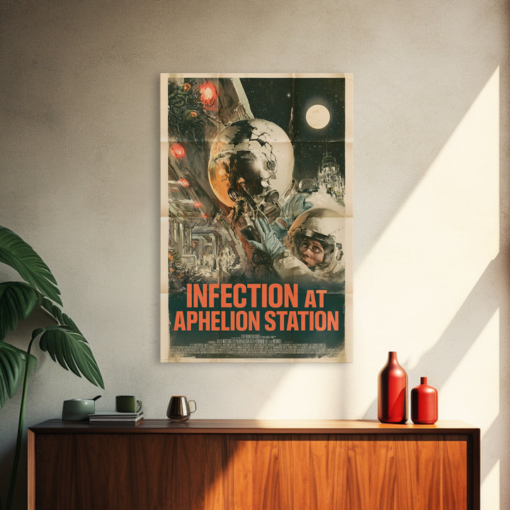 Infection At Aphelion Station, English Language Horror Movie Poster, Giallo Horror Art, Gothic Cinema Wall Art, Canvas Print