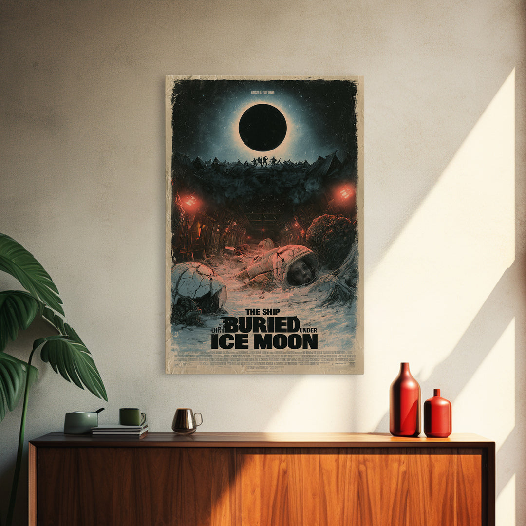The Ship Buried Under The Ice Moon, English Language Horror Movie Poster, Dark Romantic Horror Art, Classic Monster Poster, Canvas Print