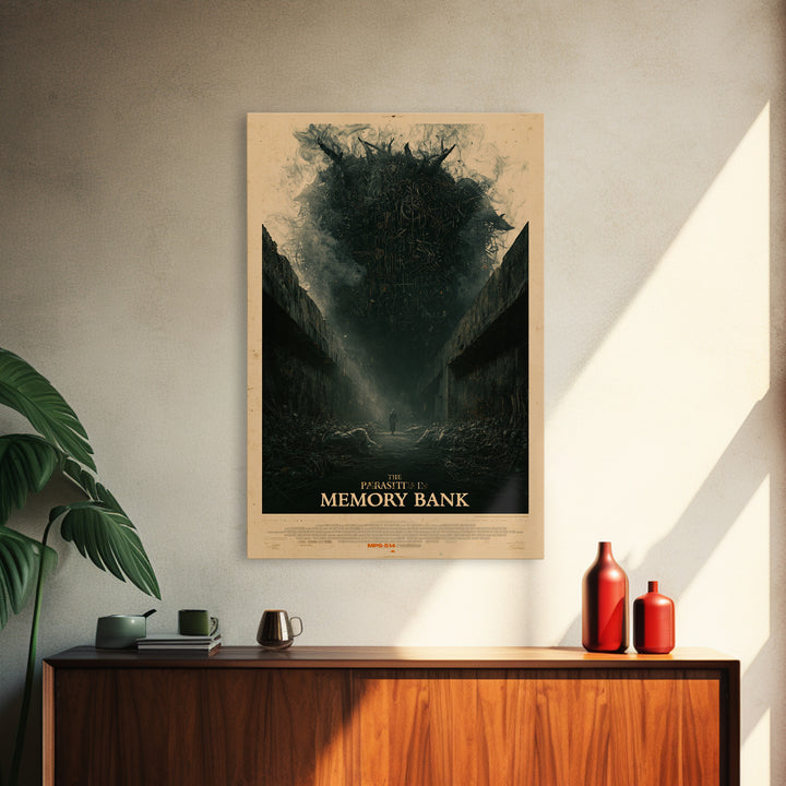 The Parasite In The Memory Bank, English Language Horror Movie Poster, Gothic Nightmare Art, Classic Monster Poster, Horror Wall Decor