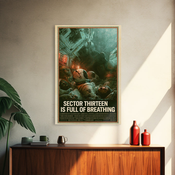 Sector Thirteen Is Full Of Breathing, English Language Horror Movie Poster, Gothic Nightmare Art, Classic Monster Poster