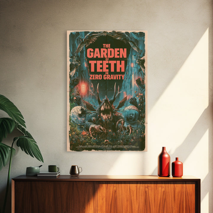 The Garden Of Teeth In Zero Gravity, English Language Horror Movie Poster, Giallo Horror Art, Gothic Cinema Wall Art, Framed Canvas Print