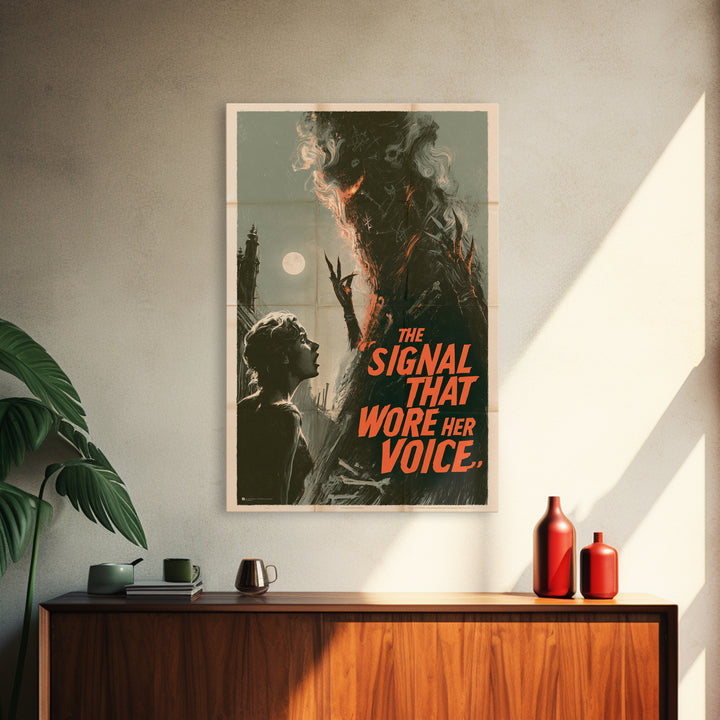 The Signal That Wore Her Voice, English Language Horror Movie Poster, Giallo Horror Art, Cult Horror Poster, Framed Canvas Print