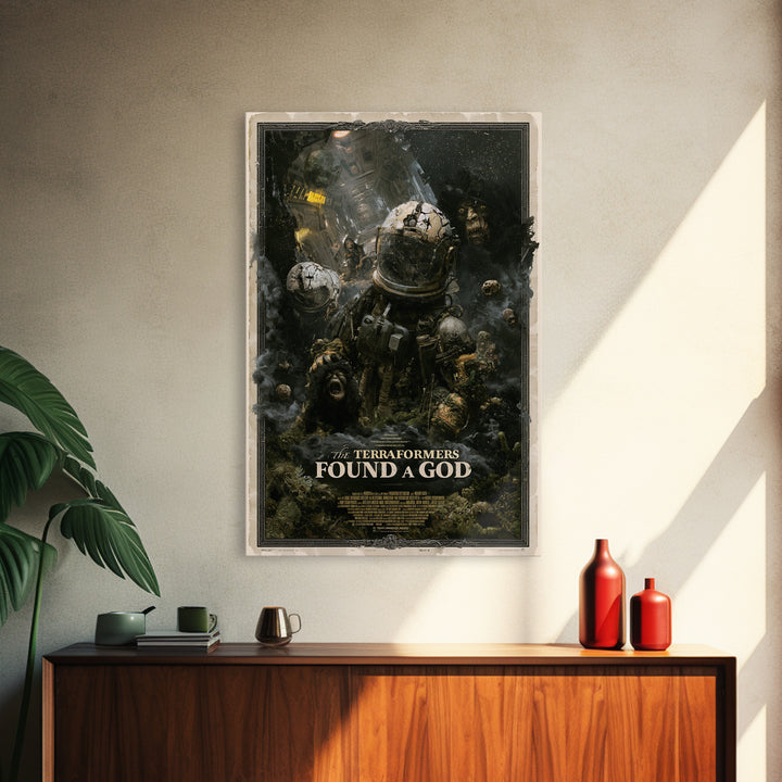 The Terraformers Found A God, English Language Horror Movie Poster, Dark Romantic Horror Art, Cult Horror Poster, Canvas Print