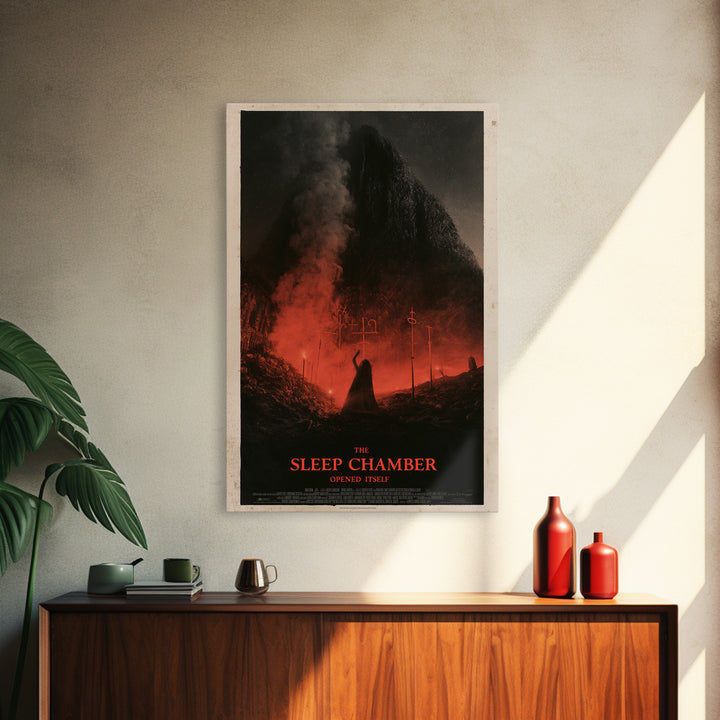 The Sleep Chamber Opened Itself, English Language Horror Movie Poster, 1930s Horror Art, Gothic Cinema Wall Art, Framed Canvas Print