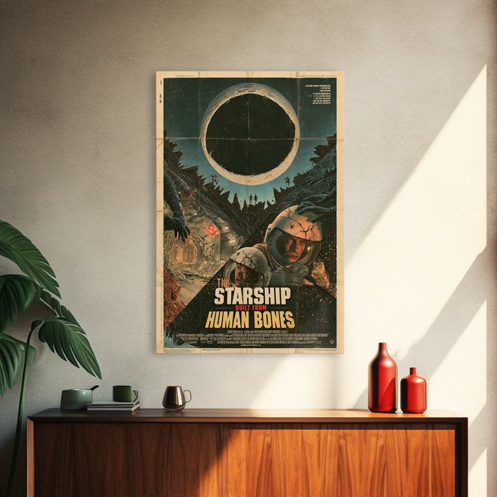 The Starship Built From Human Bones, English Language Horror Movie Poster, Giallo Horror Art, Retro Horror Movie Art, Framed Canvas Print