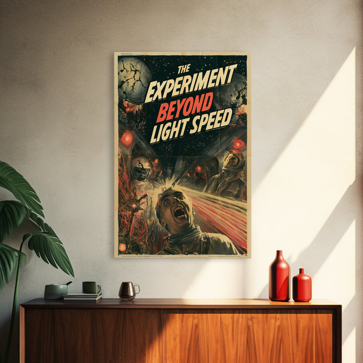 The Experiment Beyond Light Speed, English Language Horror Movie Poster, 1950s Creature-Feature One-Sheet Inspired Art, Cult Horror Poster