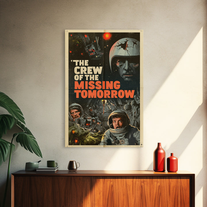 The Crew Of The Missing Tomorrow, English Language Horror Movie Poster, 1970s Horror Art, Retro Horror Movie Art, Framed Canvas Print