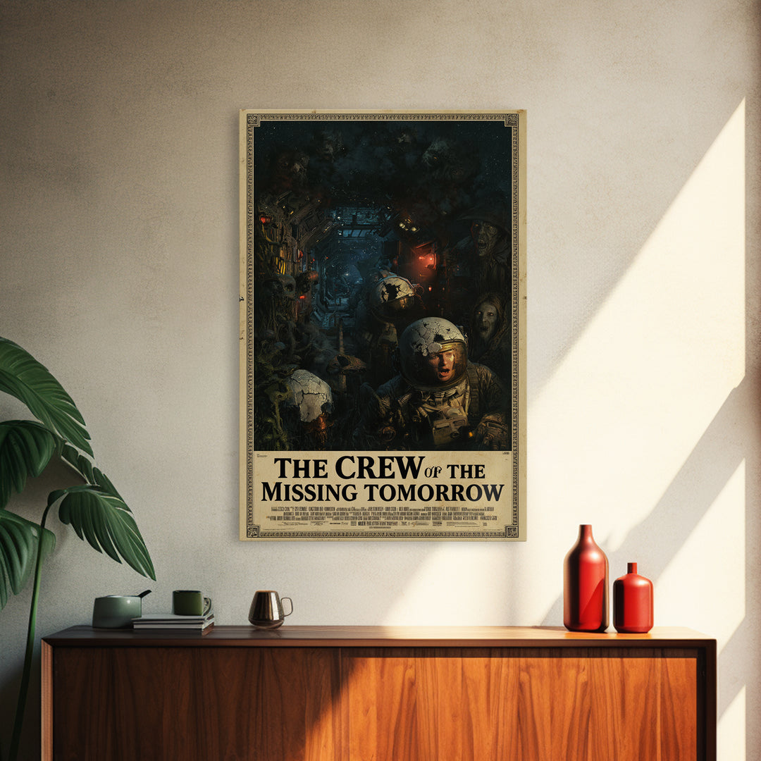 The Crew Of The Missing Tomorrow, English Language Horror Movie Poster, Dark Romantic Horror Art, Retro Horror Movie Art, Canvas Print