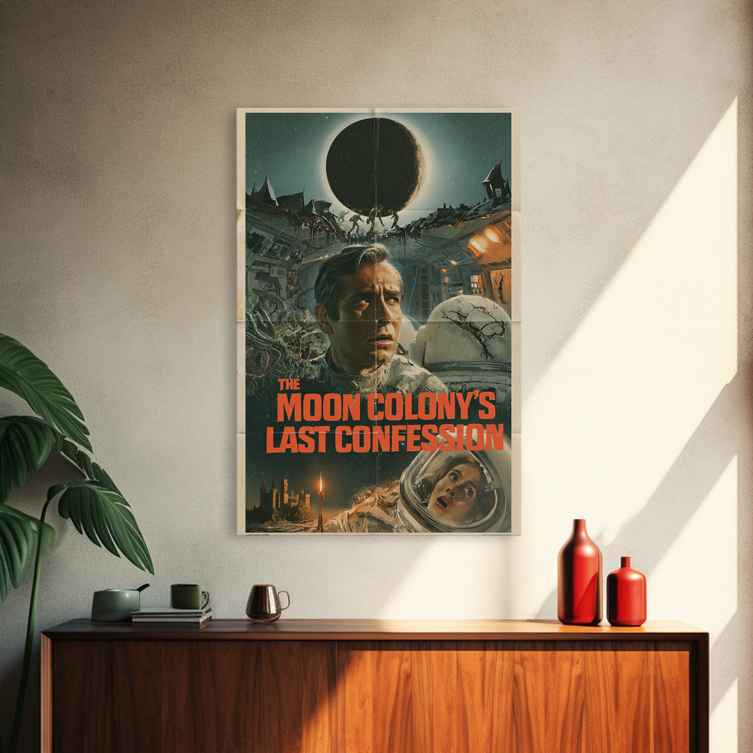 The Moon Colony'S Last Confession, English Language Horror Movie Poster, 1960s Horror Art, Cult Horror Poster, Canvas Print