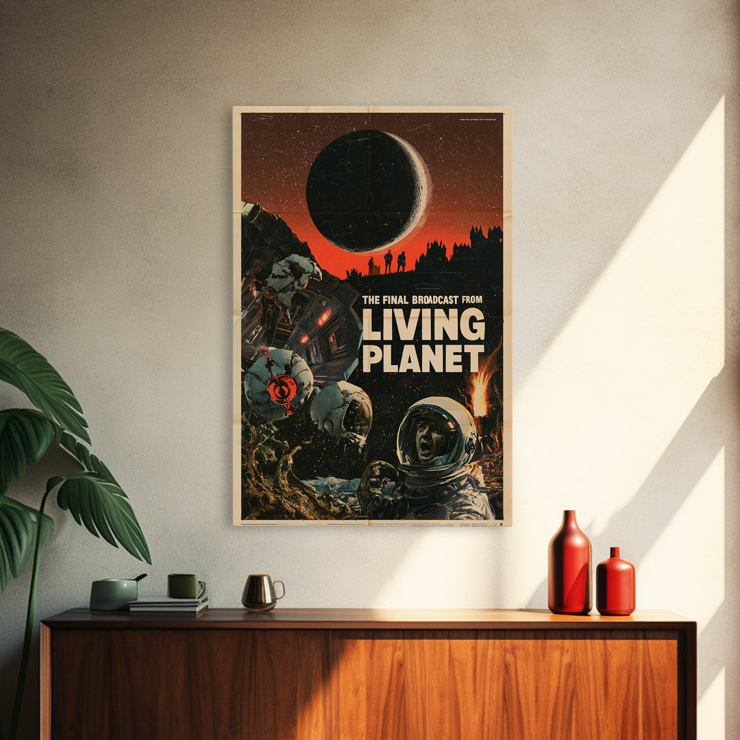 The Final Broadcast From The Living Planet, English Language Horror Movie Poster, 1960s Horror Art, Gothic Cinema Wall Art, Canvas Print