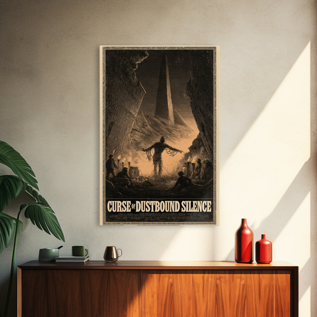 Curse Of Dustbound Silence, English Language Horror Movie Poster, Gothic Engraving Art, Gothic Cinema Wall Art, Canvas Print