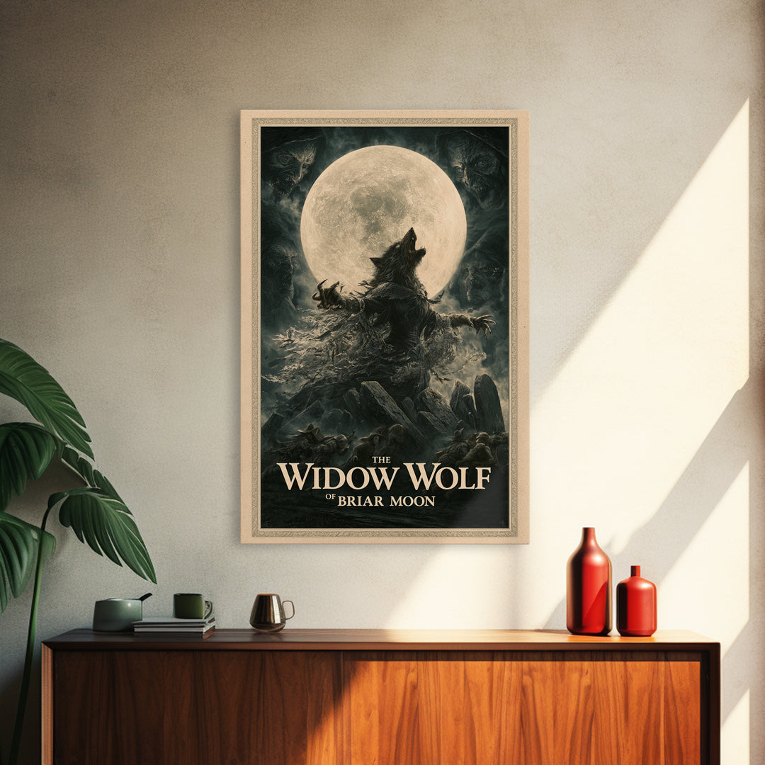 The Widow Wolf Of Briar Moon, English Language Horror Movie Poster, Dark Romantic Horror Art, Classic Monster Poster, Framed Canvas Print