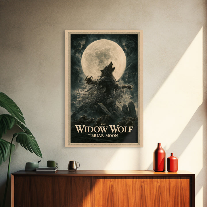 The Widow Wolf Of Briar Moon, English Language Horror Movie Poster, Dark Romantic Horror Art, Classic Monster Poster, Framed Canvas Print