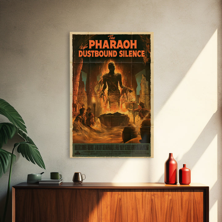 The Pharaoh Of Dustbound Silence, English Language Horror Movie Poster, 1950s Horror Art, Gothic Cinema Wall Art, Canvas Print