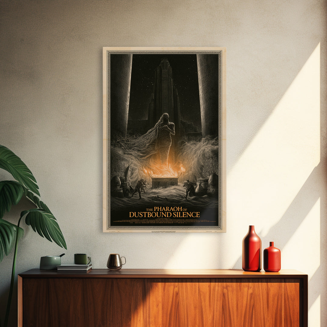 The Pharaoh Of Dustbound Silence, English Language Horror Movie Poster, Gothic Engraving Art, Classic Monster Poster, Horror Wall Decor