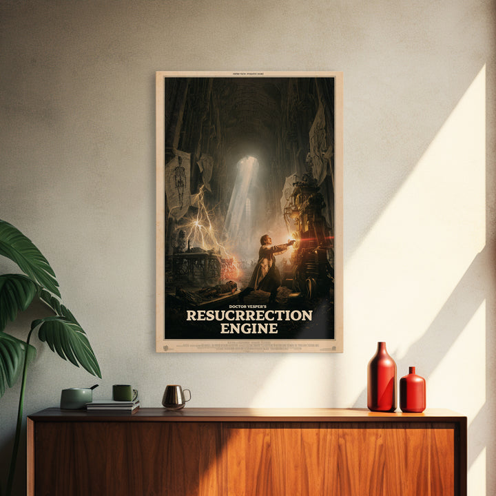 Doctor Vesper'S Resurrection Engine, English Language Horror Movie Poster, Gothic Engraving Art, Classic Monster Poster