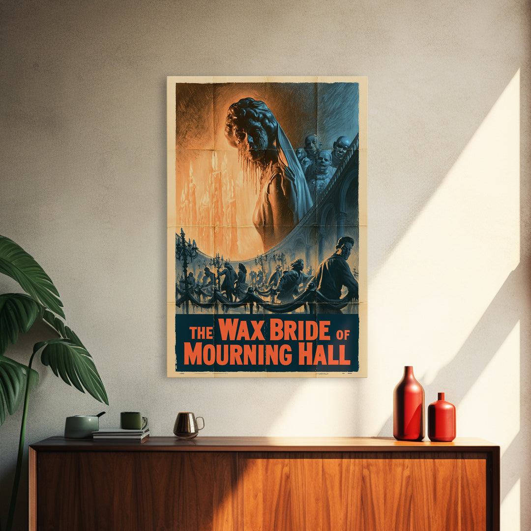 The Wax Bride Of Mourning Hall, English Language Horror Movie Poster, 1950s Horror Art, Classic Monster Poster, Framed Canvas Print