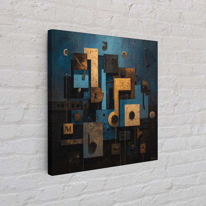 Musical Notes as Abstract Floating Shapes Without Framed Canvas Print, Music Studio Art, Music, Studio Decor, Fine Art, Rhythm, MSA-1x1-12
