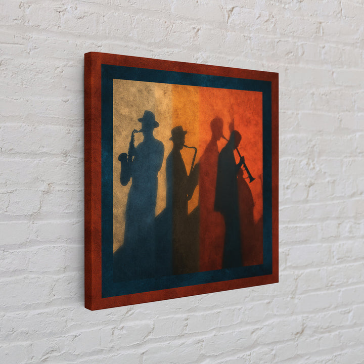 Jazz Quartet Silhouettes Canvas Print, Music Studio Art, Music Posters, Studio Decor, Oil Painting, Rhythm, Music Lover, MSA-1x1-22