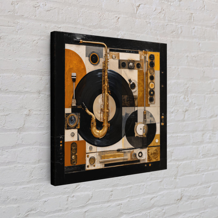 Vinyl Record and Turntable Still Life Framed Canvas Print, Music Studio Art, Digital Download Art, Studio Decor, Rhythm, MSA-1x1-27
