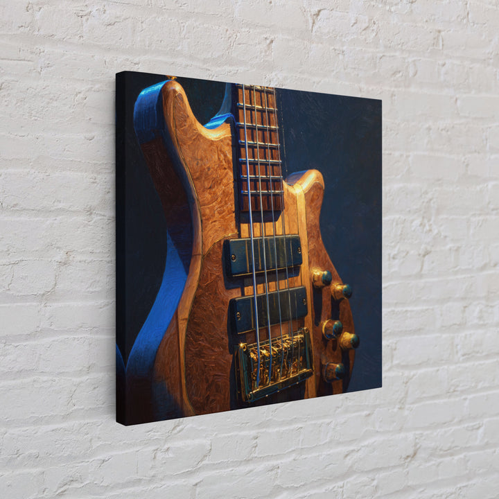 Bass Guitar Closeup Framed Canvas Print, Music Studio Art, Music Lover, Studio Decor, Oil Painting, Rhythm, Minimalist Decor, MSA-1x1-37