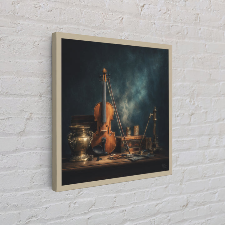 Violin and Bow Framed Canvas Print, Music Studio Art, Art Print, Studio Decor, Rhythm, Digital Wall Art, Printable Art, MSA-1x1-40