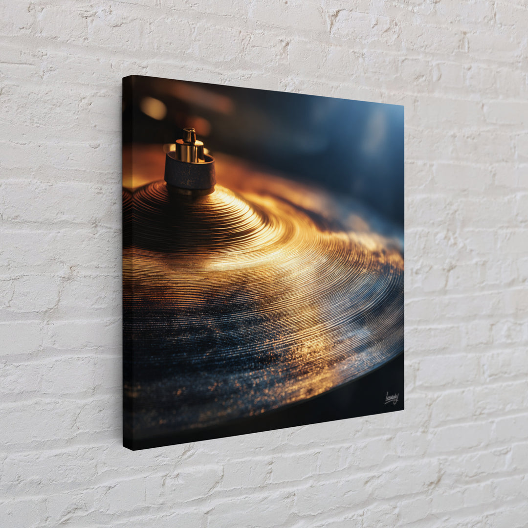 Gold Cymbal Closeup Framed Canvas Print, Music Studio Art, Wall Decor, Studio Decor, Fine Art, Rhythm, Wall Art Printable, MSA-1x1-48