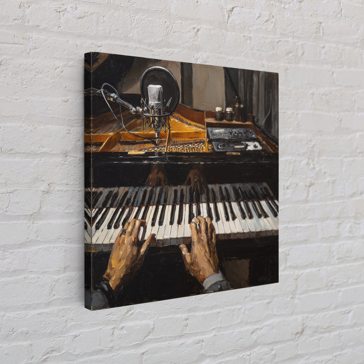 Piano Keys with Hands in Cinematic Shadow Canvas Print, Music Studio Art, Music Lover Gift, Studio Decor, Fine Art, Rhythm, MSA-1x1-5