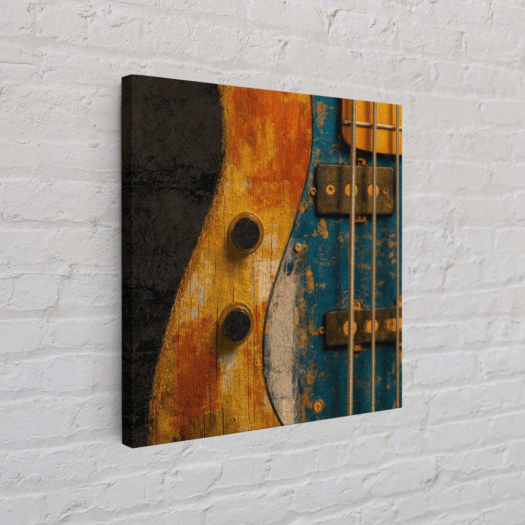Bass Guitar Closeup Framed Canvas Print, Music Studio Art, Music Lover, Studio Decor, Oil Painting, Rhythm, Minimalist Decor, MSA-1x1-61