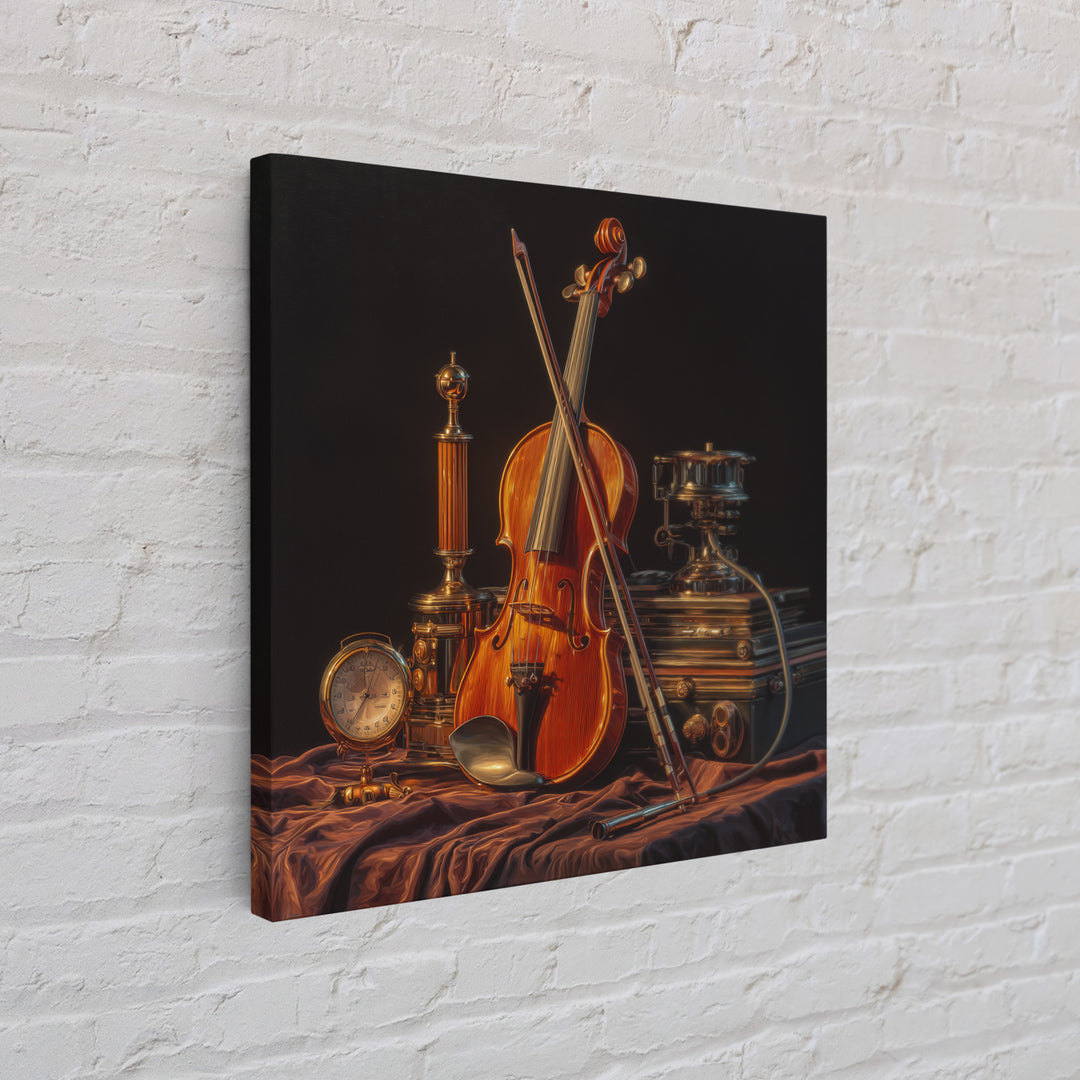 Violin and Bow Framed Canvas Print, Music Studio Art, Music Posters, Studio Decor, Fine Art, Rhythm, Music Lover, Gallery Decor, MSA-1x1-64