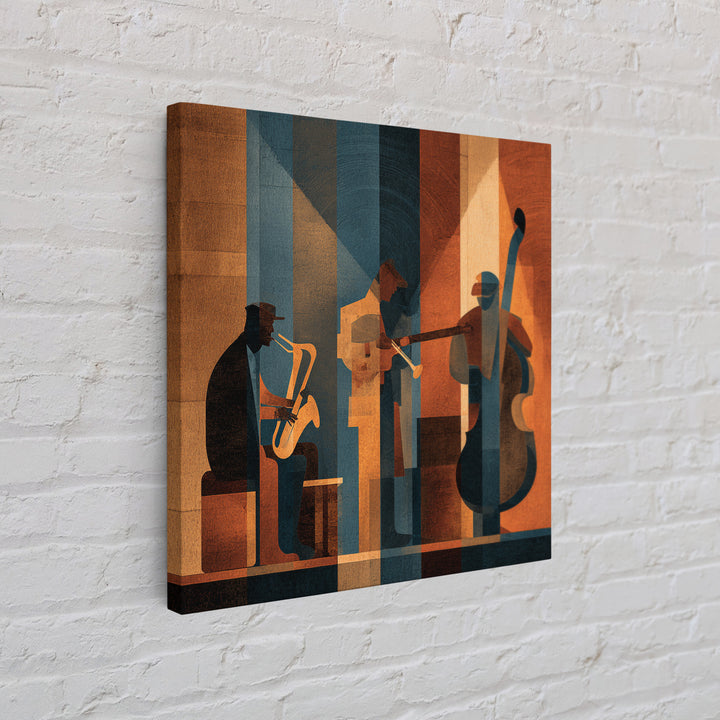 Jazz Quartet Silhouettes Framed Canvas Print, Music Studio Art, Travel Wall Art, Studio Decor, Fine Art, Rhythm, Boho Decor, MSA-1x1-70