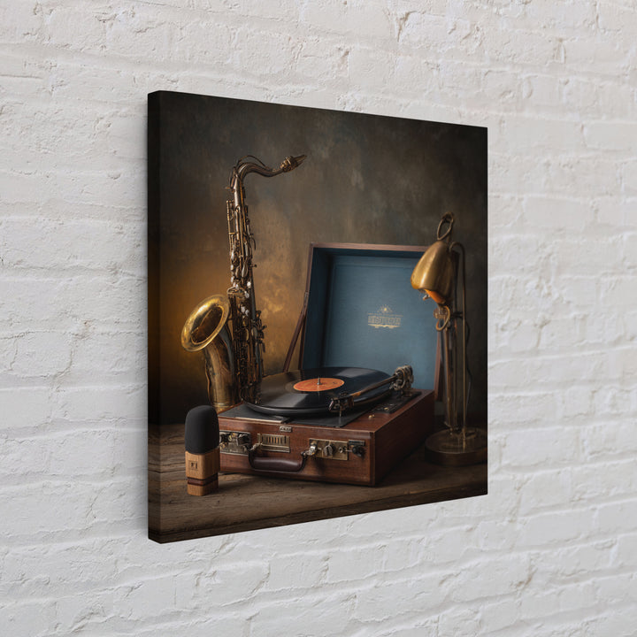 Vinyl Record and Turntable Still Life Canvas Print, Music Studio Art, Modern Decor, Studio Decor, Fine Art, Rhythm, Home Decor, MSA-1x1-75