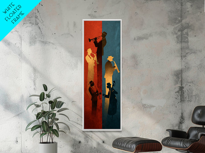 Jazz Quartet Silhouettes Canvas Print, Music Studio Art, Commission Painting, Studio Decor, Fine Art, Rhythm, Neutral Decor, MSA-1x3-10