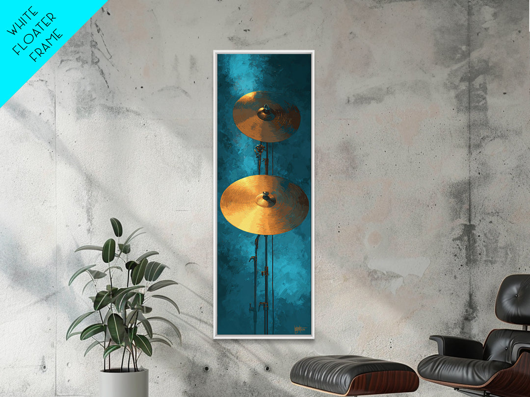 Gold Cymbal Closeup Canvas Print, Music Studio Art, Boho Decor, Studio Decor, Oil Painting, Rhythm, Printable Wall Art, MSA-1x3-12