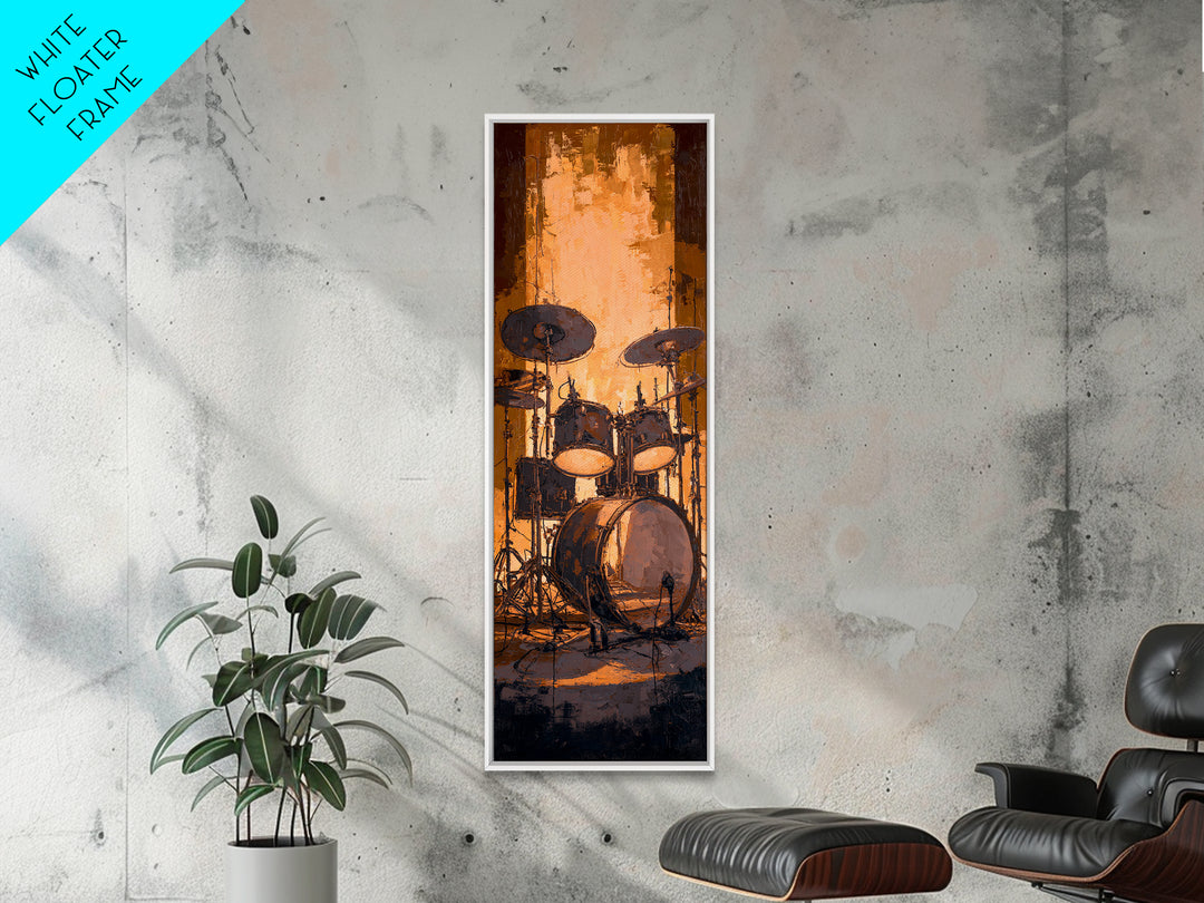 Drum Kit Silhouette Canvas Print, Music Studio Art, Music Gift, Studio Decor, Fine Art, Rhythm, Room Decor, Textured Painting, MSA-1x3-18