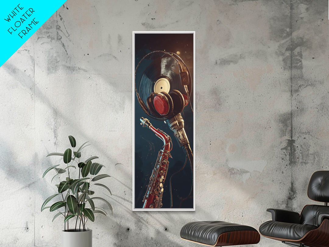 Headphones Around a Glowing Record Canvas Print, Music Studio Art, Music, Studio Decor, Fine Art, Rhythm, Digital Download Art, MSA-1x3-23