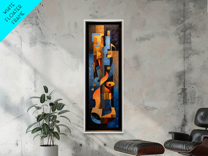 Musical Notes as Abstract Floating Shapes Without Framed Canvas Print, Music Studio Art, Art Print, Studio Decor, Rhythm, MSA-1x3-24