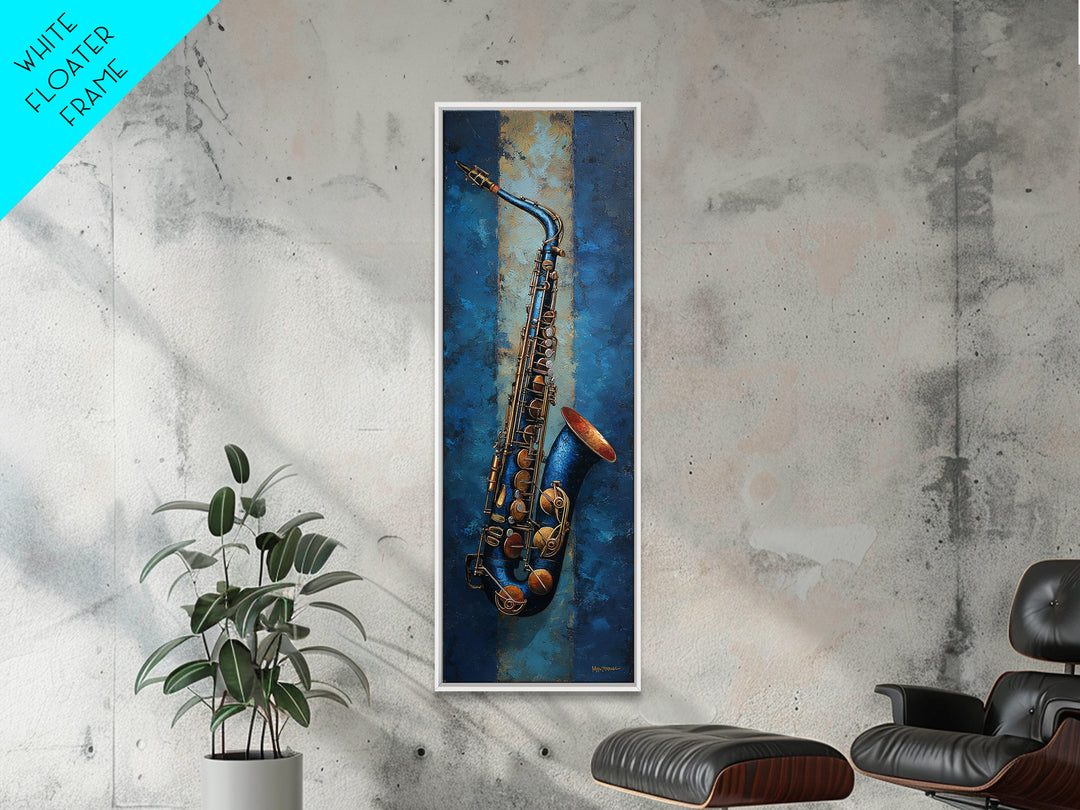 Jazz Saxophone with Smoky Blue Background Canvas Print, Music Studio Art, Teen Room Decor, Studio Decor, Fine Art, Rhythm, MSA-1x3-38