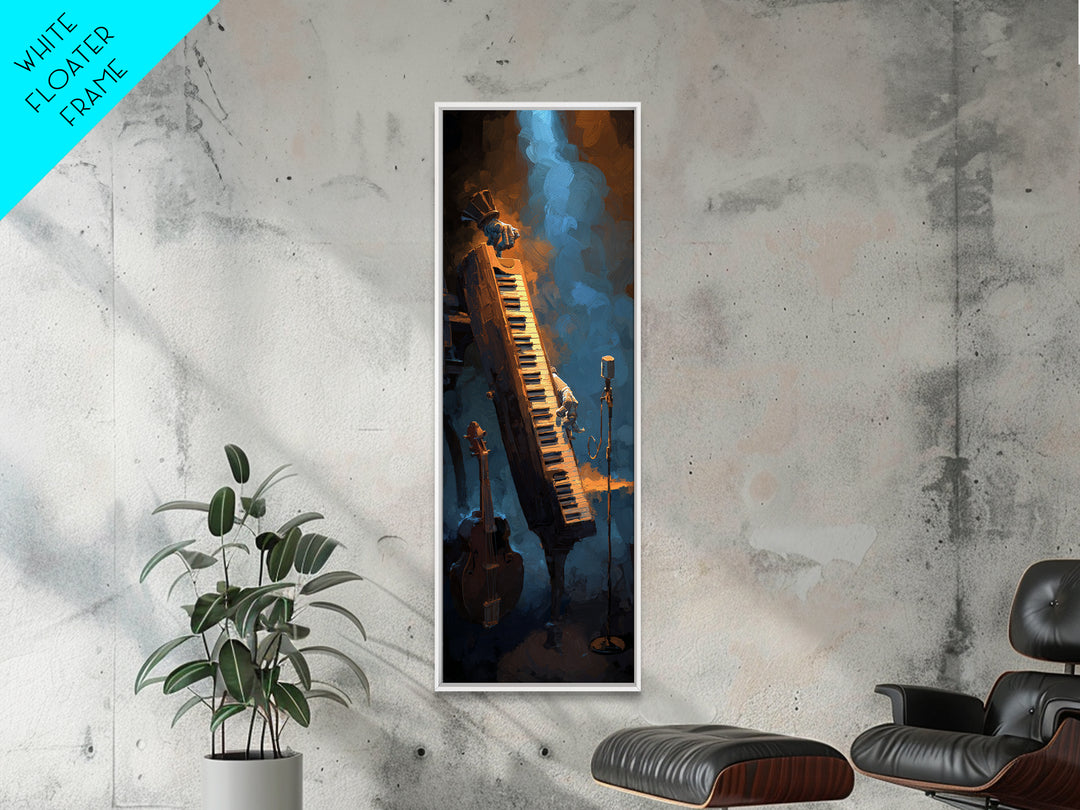 Piano Keys with Hands in Cinematic Shadow Canvas Print, Music Studio Art, Watercolor Print, Studio Decor, Fine Art, Rhythm, MSA-1x3-41
