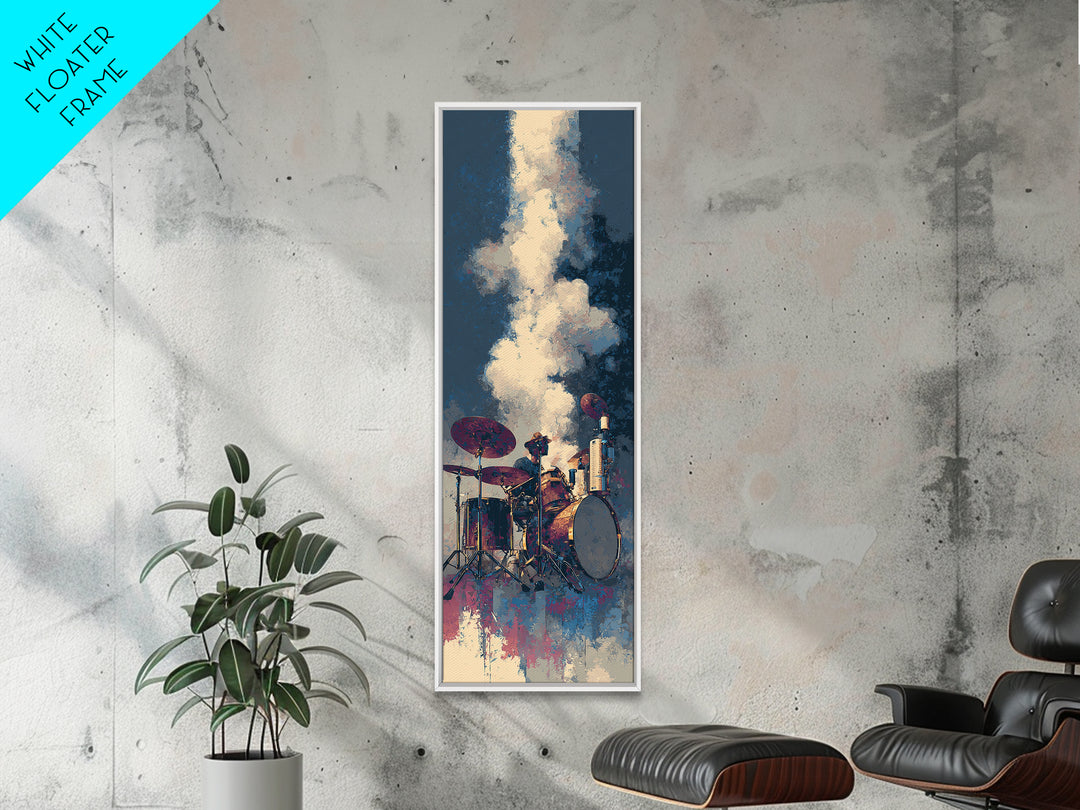 Drum Kit Silhouette Canvas Print, Music Studio Art, Music Gift, Studio Decor, Fine Art, Rhythm, Room Decor, Textured Painting, MSA-1x3-42